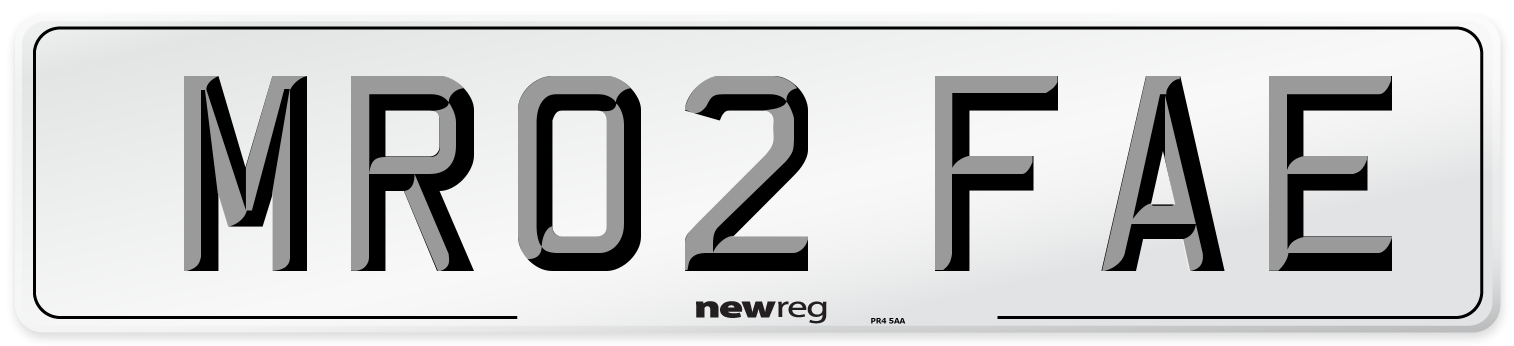 MR02 FAE Number Plate from New Reg